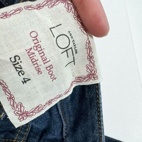 Ann Taylor LOFT Jeans Womens 4 Blue Dark-Wash Solid Mid-Rise Wide-Leg Original B - Picture 3 of 9